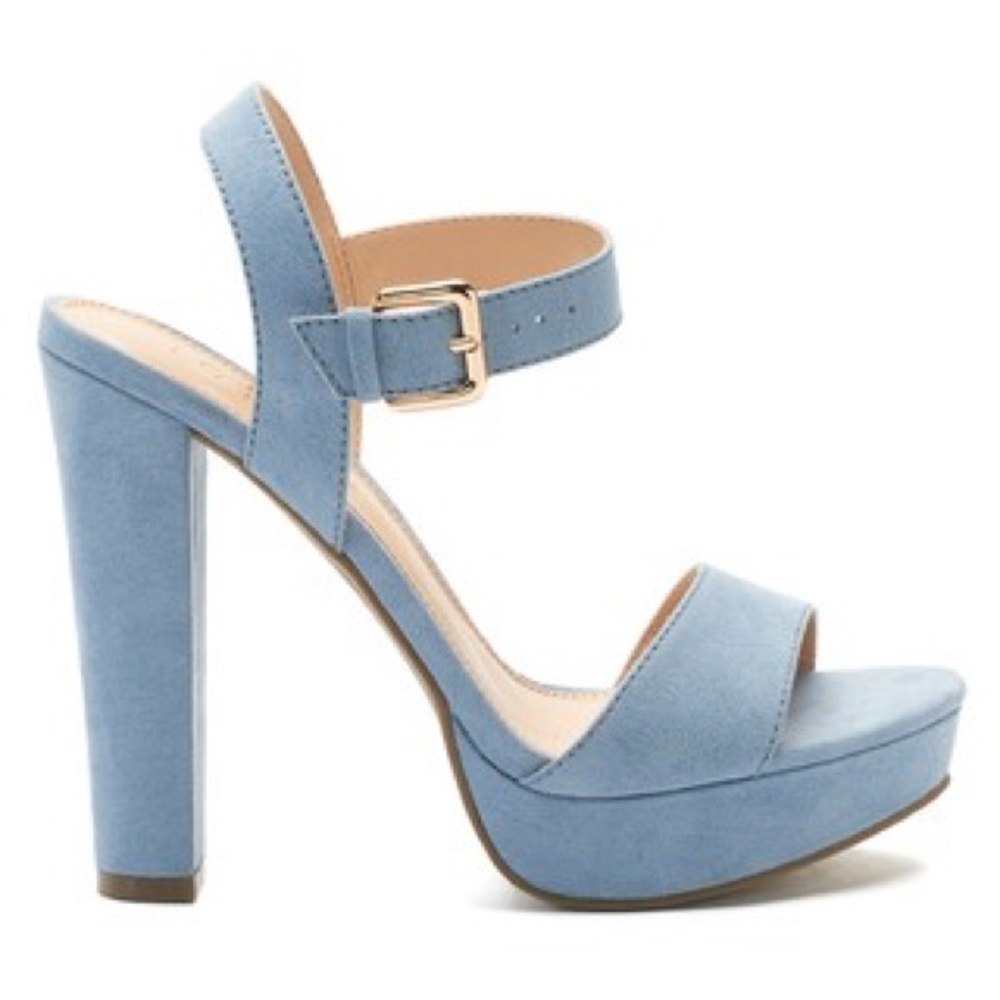 LC Lauren Conrad Faux suede High Heel blue- 8